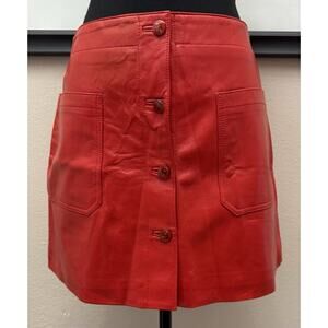 Christian Dior Red Leather Skirt FR38 US6 New With Tags